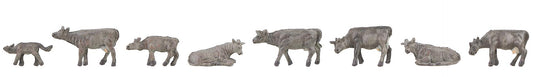 Faller 155904 N Scale Gray Mountain Cows Figure Set (8)