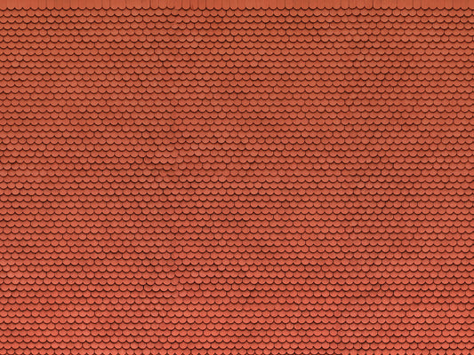 Noch 56690 HO Scale 3D Cardboard Sheet, Red Beavertail Tile
