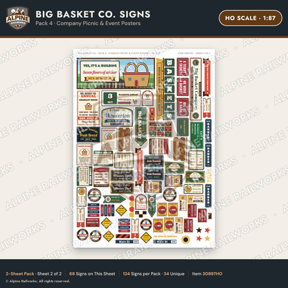 Alpine Railworks 30897HO HO Scale Roadside Signs - Basket Building