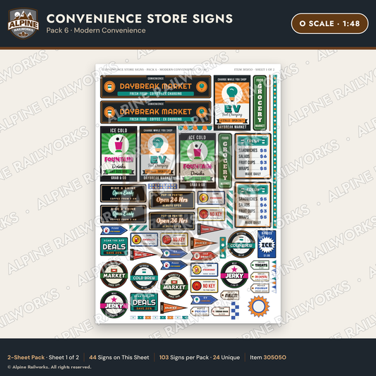 Alpine Railworks 30505O O Scale Convenience Store Signs