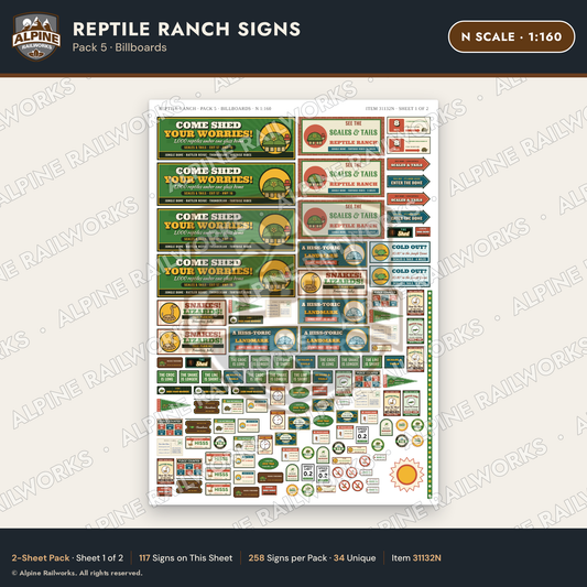 Alpine Railworks 31132N N Scale Roadside Signs - Reptile Zoo