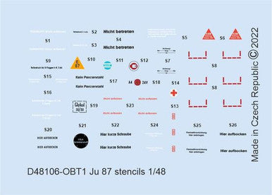 Eduard D48106 1/48 Decal Ju 87 Stencils for Hasegawa/Airfix/Italeri