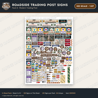 Alpine Railworks 30511HO HO Scale Roadside Trading Post Signs
