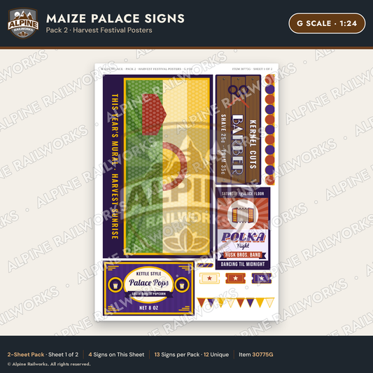 Alpine Railworks 30775G G Scale Roadside Signs - Corn Palace