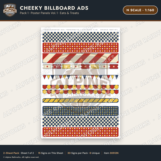 Alpine Railworks 30512N N Scale Cheeky Billboard Ads