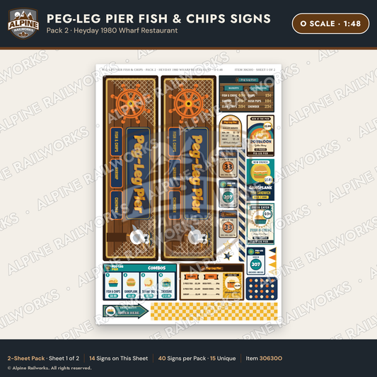 Alpine Railworks 30630O O Scale Fast Food Signs - Fish & Chips
