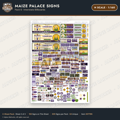 Alpine Railworks 30779N N Scale Roadside Signs - Corn Palace