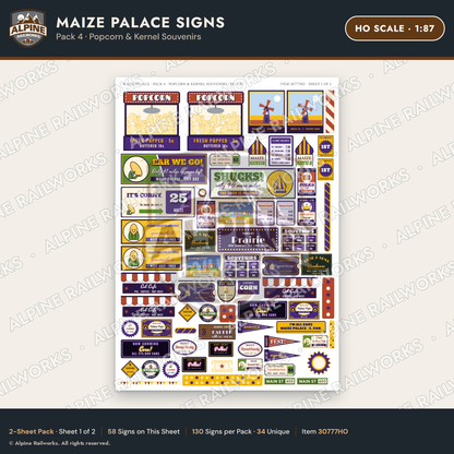 Alpine Railworks 30777HO HO Scale Roadside Signs - Corn Palace