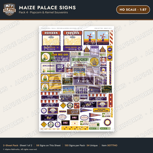 Alpine Railworks 30777HO HO Scale Roadside Signs - Corn Palace