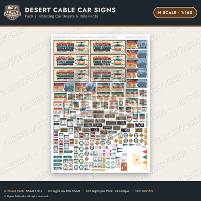 Alpine Railworks 30715N N Scale Tourist Signs - Desert Cable Car