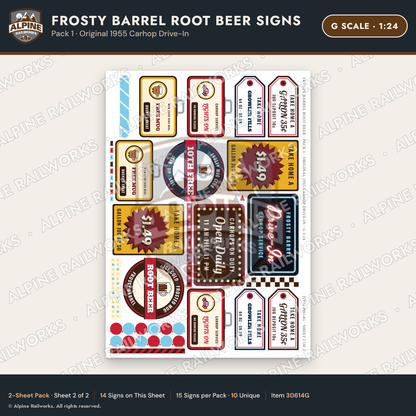 Alpine Railworks 30614G G Scale Fast Food Signs - Root Beer Drive-In