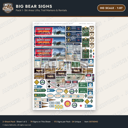 Alpine Railworks 30730HO HO Scale Tourist Signs - Big Bear Lake