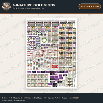 Alpine Railworks 30223N N Scale Miniature Golf Signs - Snack Shack