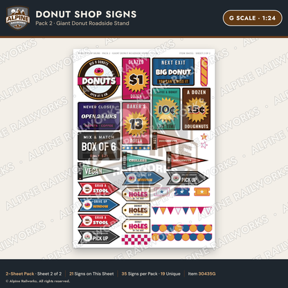 Alpine Railworks 30435G G Scale Donut Shop Signs