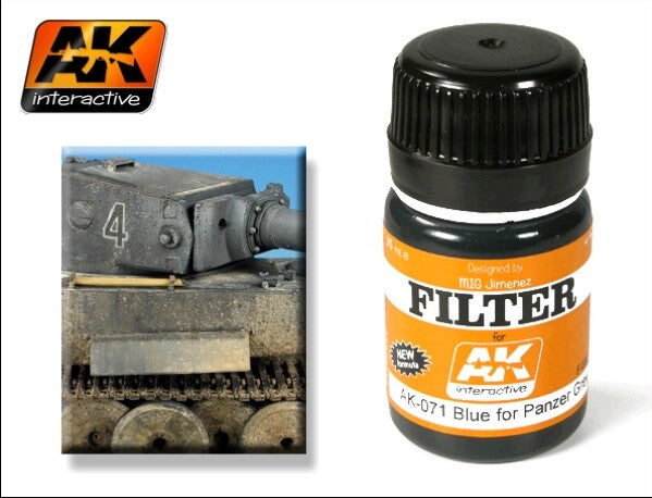 AK Interactive 71 Blue Filter for Panzer Grey Enamel Paint 35ml Bottle