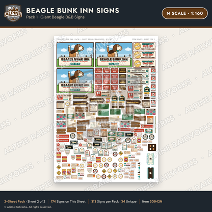 Alpine Railworks 30942N N Scale Roadside Signs - Dog-Shaped Inn