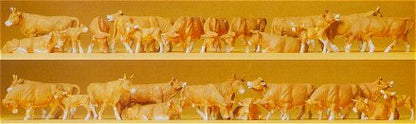 Preiser 14409 HO Scale Cows pkg(30) Brown & White
