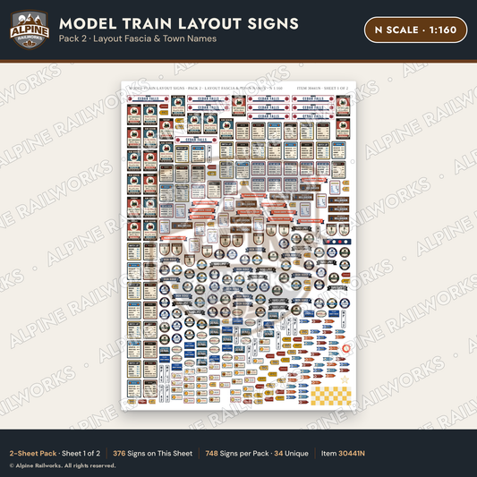 Alpine Railworks 30441N N Scale Model Train Layout Signs