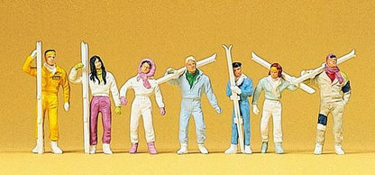 Preiser 10316 HO Scale Recreation & Sports Skiers pkg(7)