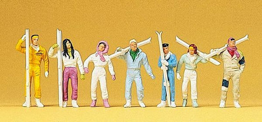 Preiser 10316 HO Scale Recreation & Sports -- Skiers pkg(7)