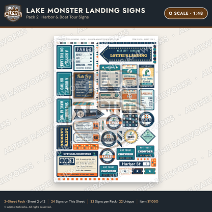 Alpine Railworks 31105O O Scale Roadside Signs - Lake Monster