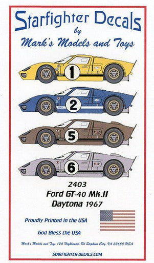 Starfighter Decals 2403 1/24 - Ford GT40 MkII 1967 Daytona