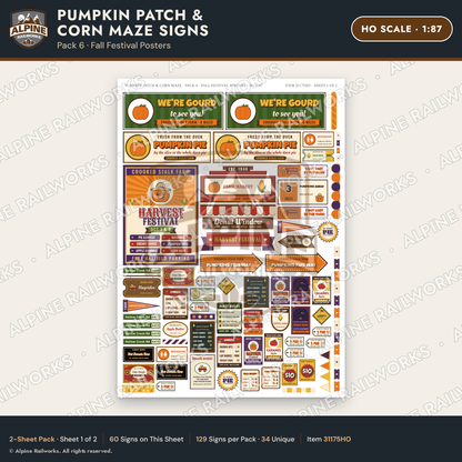 Alpine Railworks 31175HO HO Scale Farm Signs - Pumpkin Patch