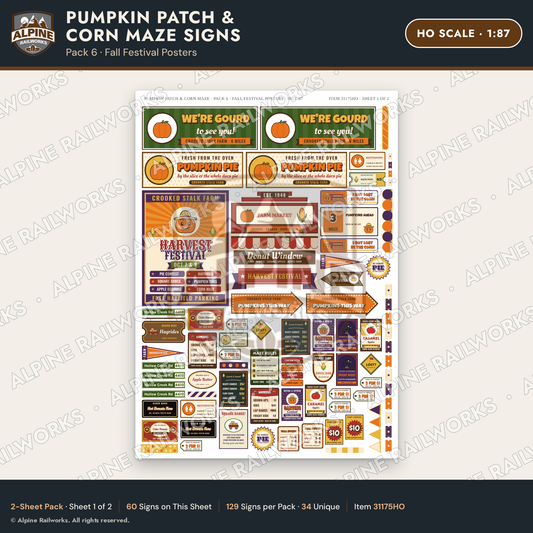 Alpine Railworks 31175HO HO Scale Farm Signs - Pumpkin Patch