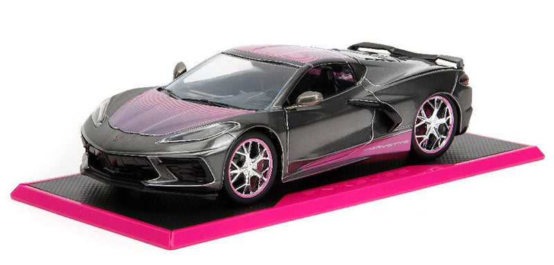 Jada Toys 34848 1/24 Scale 2020 Corvette Stingray-Metallic Grey And Pink