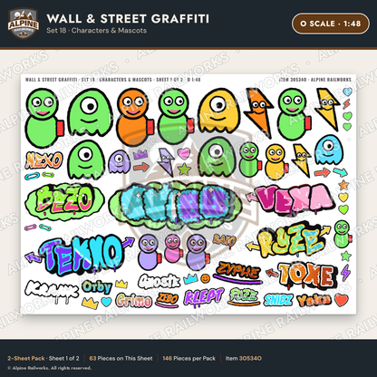 Alpine Railworks 30534O O Scale Wall & Street Graffiti Cut-Outs