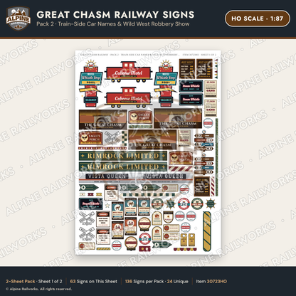 Alpine Railworks 30723HO HO Scale Tourist Signs - Canyon Railway