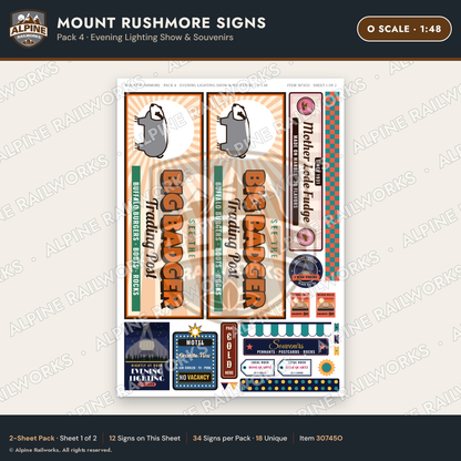 Alpine Railworks 30745O O Scale Tourist Signs - Mount Rushmore