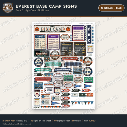 Alpine Railworks 30172O O Scale Everest Base Camp Signs