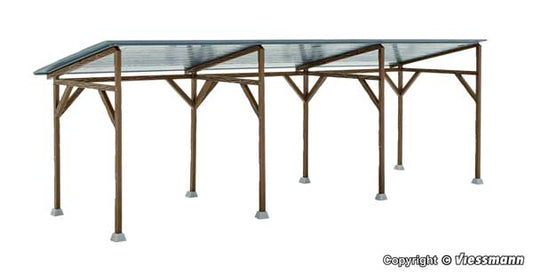 Kibri 38349 HO Scale Wood Carport Shelter -- Kit - 19.3 x 6.5 x 6.8cm
