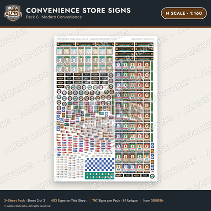 Alpine Railworks 30505N N Scale Convenience Store Signs