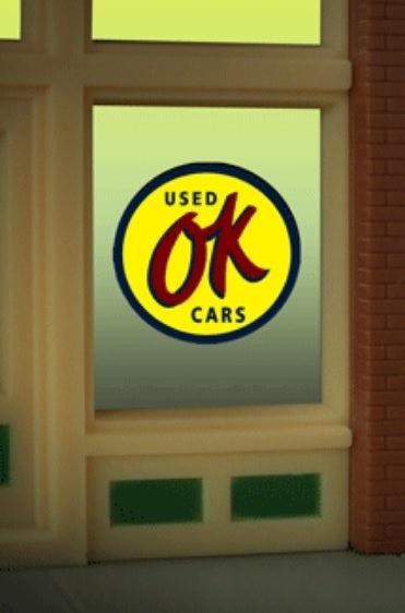 Miller Engineering 9065 HO/O Scale OK Used Cars Window Sign