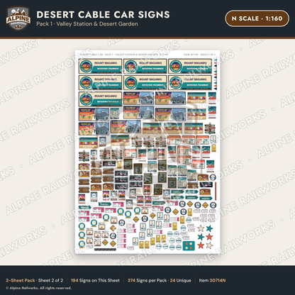 Alpine Railworks 30714N N Scale Tourist Signs - Desert Cable Car