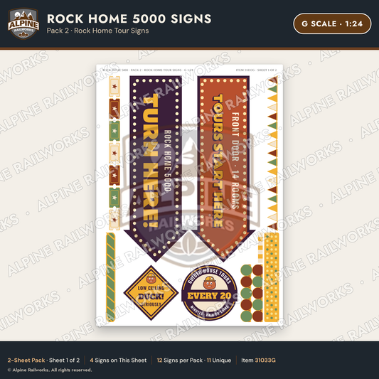 Alpine Railworks 31033G G Scale Roadside Signs - Cliff Rock House