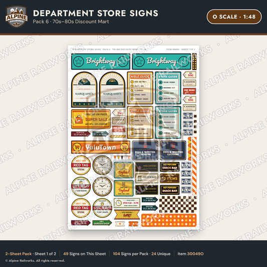 Alpine Railworks 30049O O Scale Department Store Signs