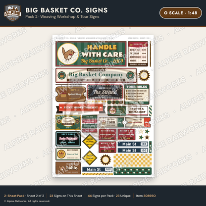 Alpine Railworks 30895O O Scale Roadside Signs - Basket Building