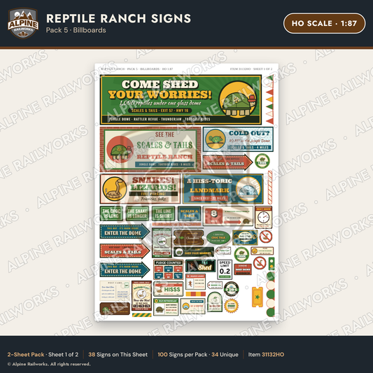 Alpine Railworks 31132HO HO Scale Roadside Signs - Reptile Zoo