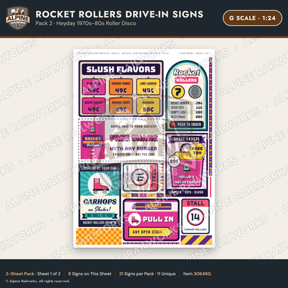 Alpine Railworks 30648G G Scale Fast Food Signs - Carhop Drive-In