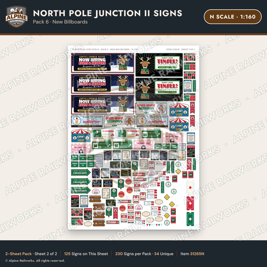 Alpine Railworks 31265N N Scale Christmas Town Signs - New Billboards