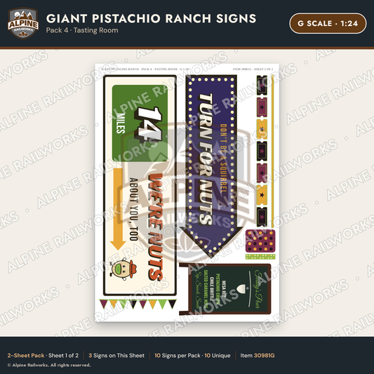 Alpine Railworks 30981G G Scale Roadside Signs - Giant Pistachio