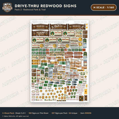 Alpine Railworks 31063N N Scale Roadside Signs - Drive-Thru Tree
