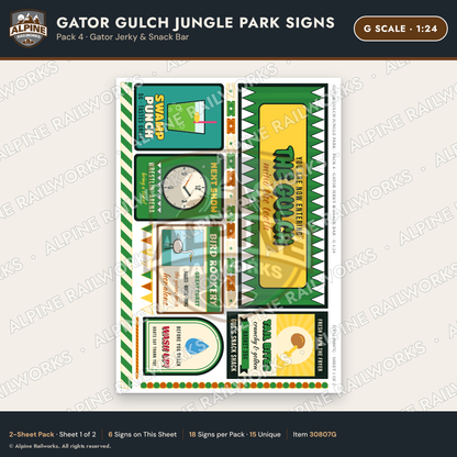 Alpine Railworks 30807G G Scale Roadside Signs - Alligator Park