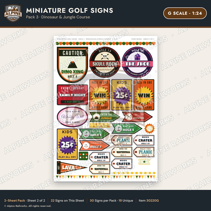 Alpine Railworks 30220G G Scale Miniature Golf Signs - Dinosaur