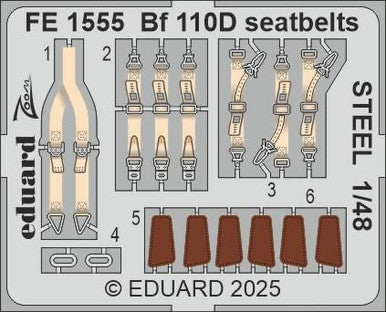 Eduard FE1555 1/48 Bf 110D Seatbelts STEEL