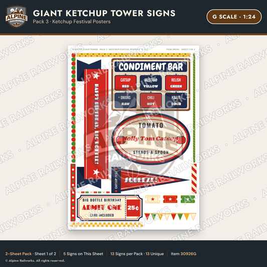 Alpine Railworks 30926G G Scale Roadside Signs - Ketchup Bottle Tower