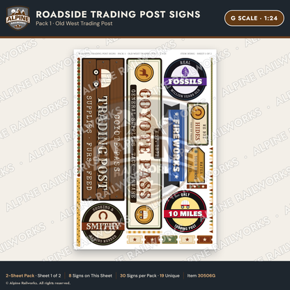 Alpine Railworks 30506G G Scale Roadside Trading Post Signs